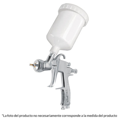 Pistola p/pintar gravedad LVLP vaso plastico, 2 mm, Truper