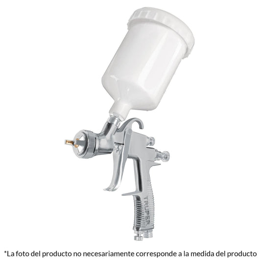 Pistola p/pintar gravedad LVLP vaso plastico, 2 mm, Truper