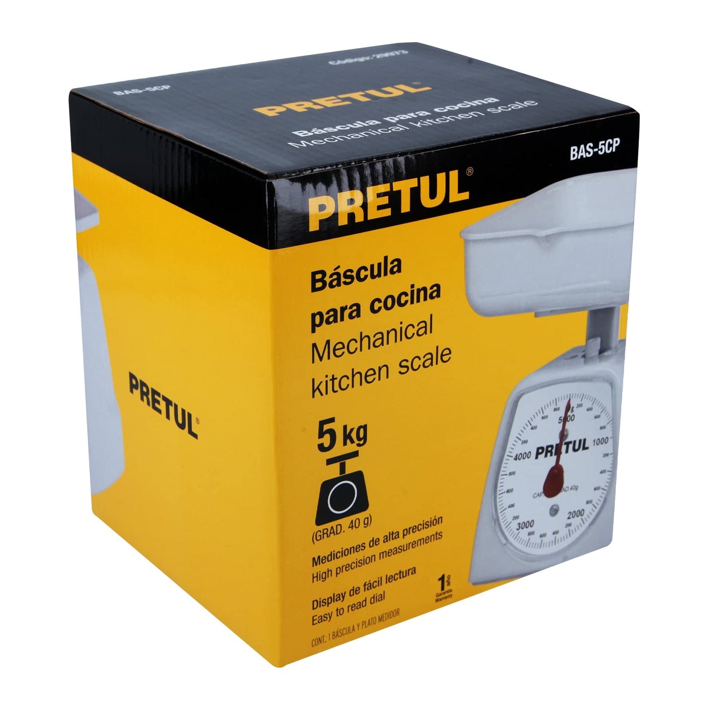 BASCULA CAPACIDAD 5 KG MECANICA PARA COCINA, PRETUL