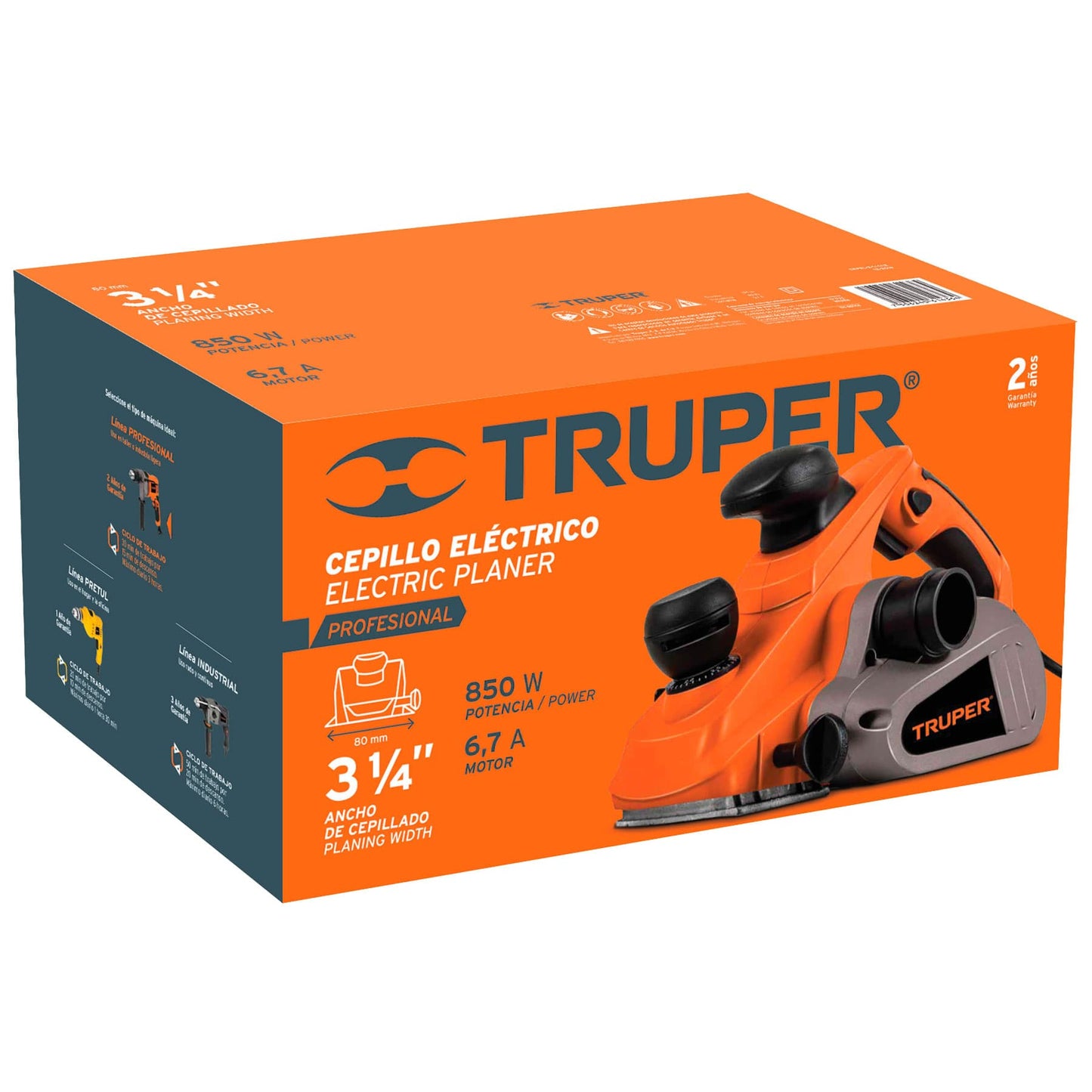 CEPILLO ELECTRICO  3 1/4" PROFESIONAL, 850 W TRUPER.