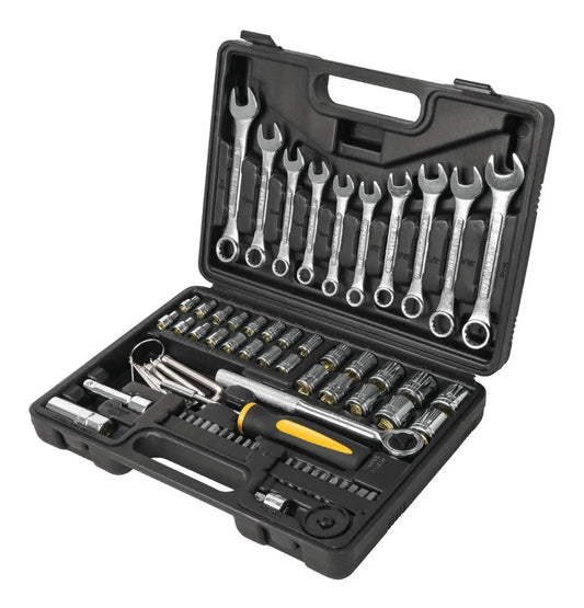 JUEGO DE 70 HERRAMIENTAS 1/4" Y 3/8" PARA MECANICO PRETUL 22981