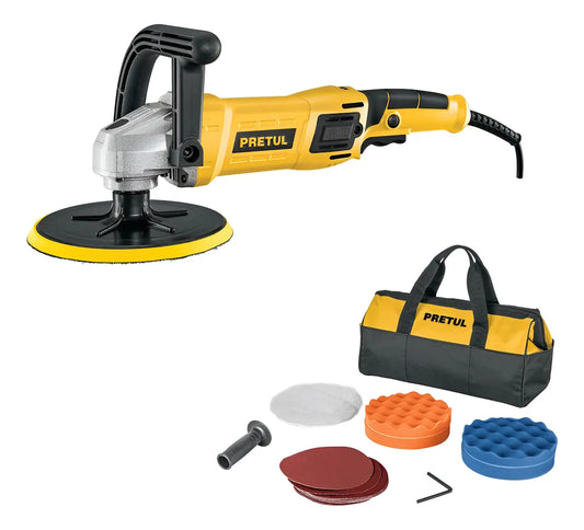 PULIDORA VELOCIDAD VARIABLE 7" 1200W, C/ACCESORIOS, PRETUL