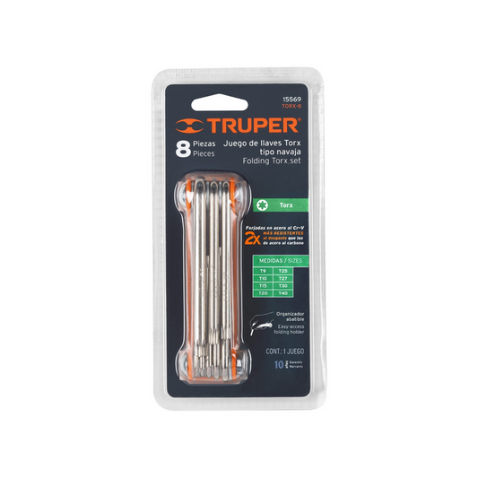 JUEGO DE  LLAVE TORX, TIPO NAVAJA, CUERPO DE LAMINA TRUPER.