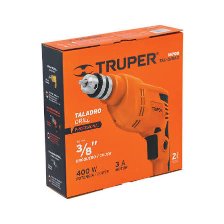 TALADRO DE 3/8 DE 400 W PROFESIONAL TRUPER.