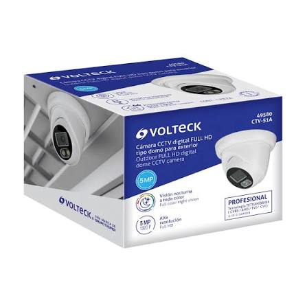 Camara Tipo Domo 5MP, Lente 2.8mm, c/Microfono, Volteck